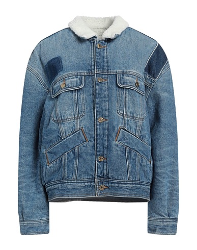 SANDRO Denim jacket Blue 54% Acrylic, 46% Polyester