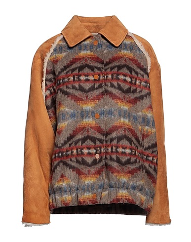 SANDRO Coat Camel 58% Wool, 36% Synthetic fibers, 5% Polyamide, 1% Cotton, Sheepskin