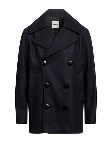 SANDRO Coat Midnight blue 70% Wool, 20% Polyamide, 10% Cashmere