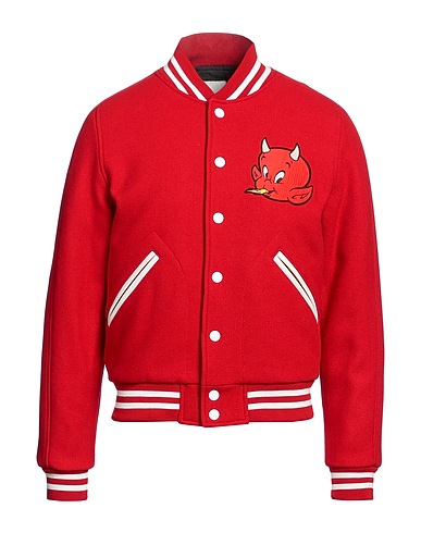 SANDRO Bomber Red 76% Wool, 24% Polyamide, Acrylic, Other Fibres, Lambskin