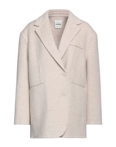 SANDRO Coat Light grey 80% Wool, 20% Polyamide