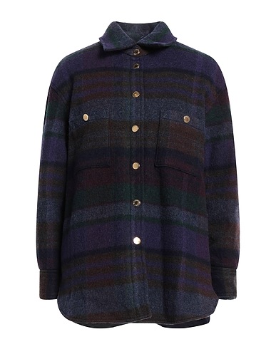 SANDRO Patterned shirts & blouses Dark purple 73% Wool, 21% Polyamide, 6% Acrylic