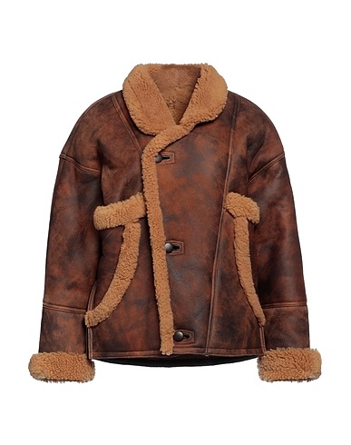 SANDRO Cabanjacke & Zweireiher Braun Schafleder, Lammleder