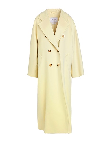 MAX MARA Coat Pastel yellow 90% Virgin Wool, 10% Cashmere