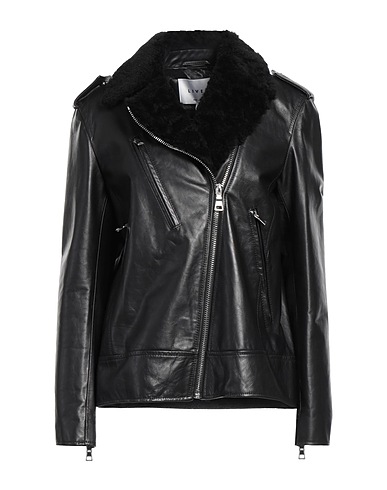 LIVEN Biker jacket Black 100% Goat skin, Polyester
