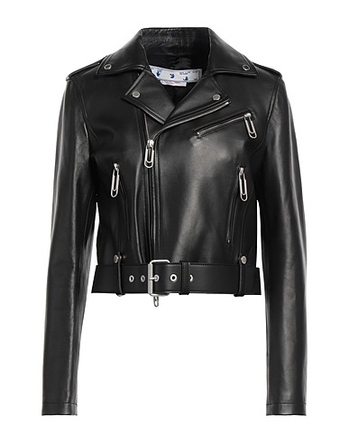 OFF-WHITE™ Giacca biker Nero 100% Pelle di agnello