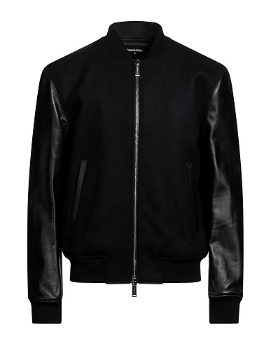 DSQUARED2 Bomber Nero 79% Lana Vergine, 20% Poliammide, 1% Elastan, Pelle ovina