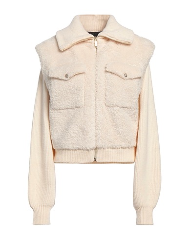 MAJE Teddy Coat Cream 100% Polyester, Wool, Acrylic, Polyamide