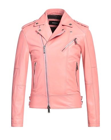 DSQUARED2 Biker jacket Salmon pink 100% Lambskin