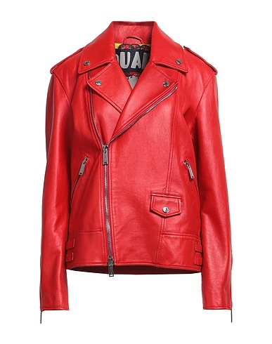 DSQUARED2 Giacca biker Rosso pomodoro Pelle di bovino