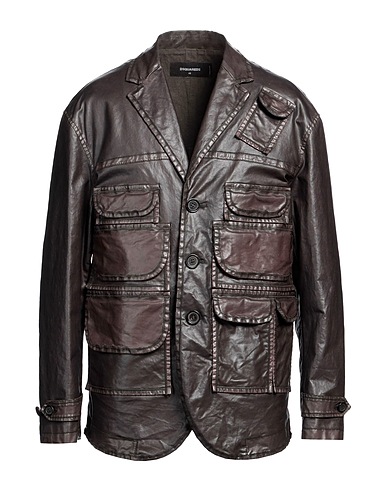 DSQUARED2 Jacket Dark brown 96% Cotton, 4% Elastane, Polyurethane