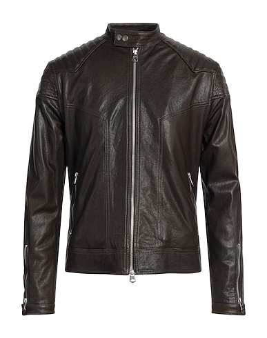 STEWART Biker jacket Dark brown Lambskin