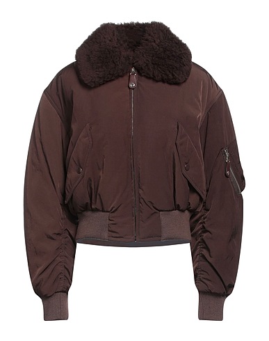 STELLA McCARTNEY Bomber Dark brown 100% Polyamide, Wool, Polyester, Elastane