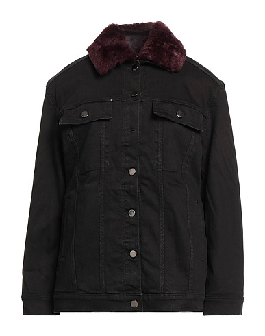 KARL LAGERFELD Denim jacket Black 65% Polyester, 35% Cotton