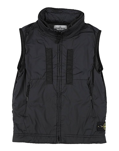 STONE ISLAND JUNIOR Gilet Black 89% Polyamide, 11% Elastane, Polyurethane resin