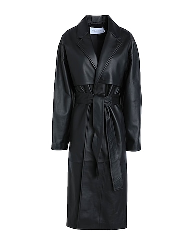 CALVIN KLEIN Manteau long NERO 100% Cuir d'agneau