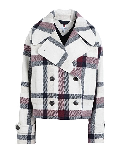 TOMMY HILFIGER Coat Ivory 57% Wool, 27% Polyester, 8% Acrylic, 8% Nylon