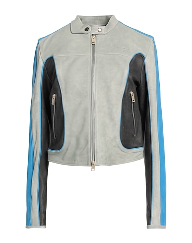 DIESEL バイカージャケット ライトグレー 羊革（ラムスキン） 100%