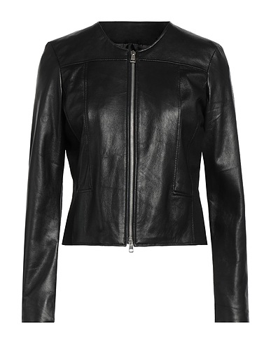 STREET LEATHERS Biker jacket Black Soft Leather, Viscose, Nylon, Elastane