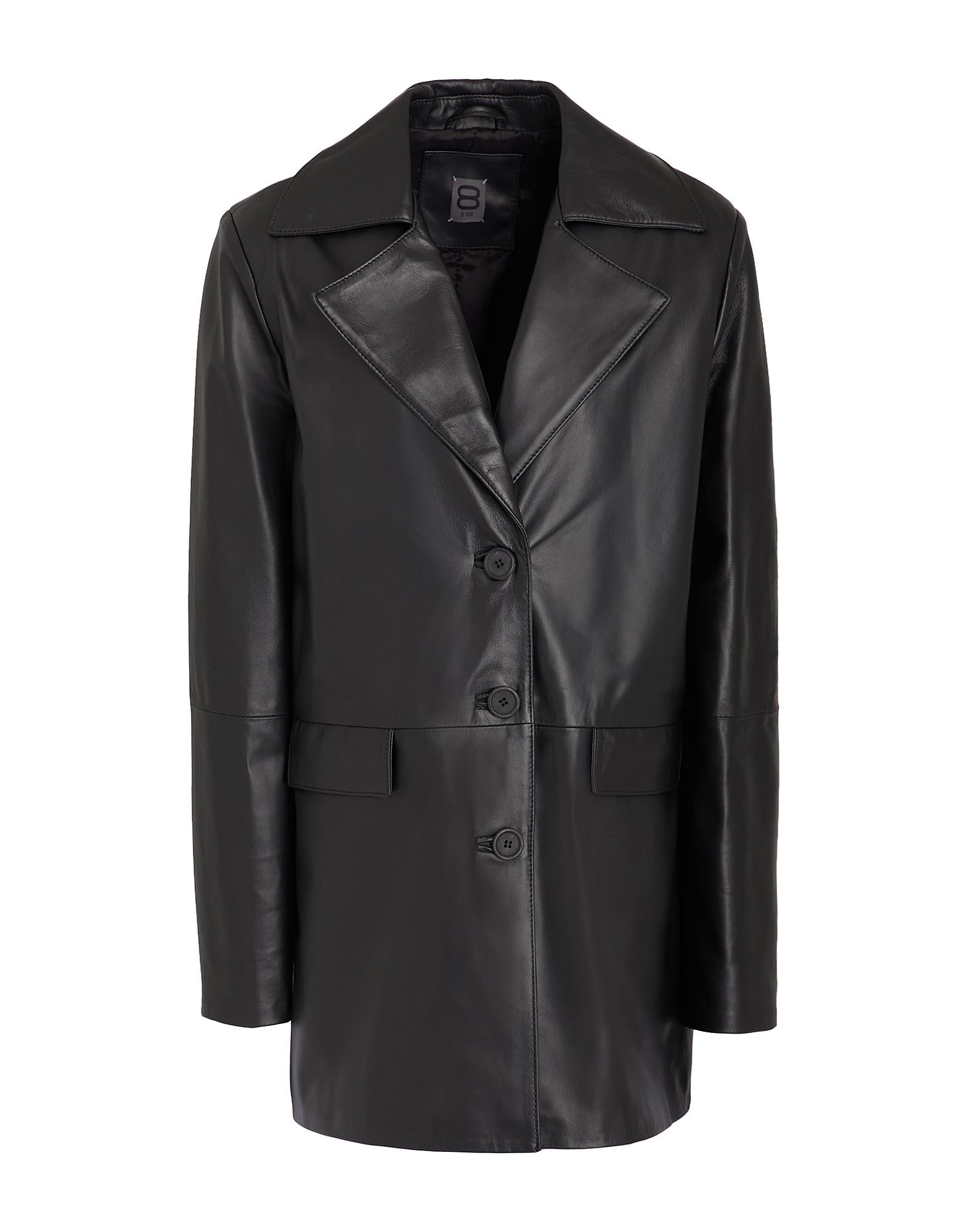 8 By YOOX LEATHER OVERSIZE BOXY BIKER JACKET | Black Women's