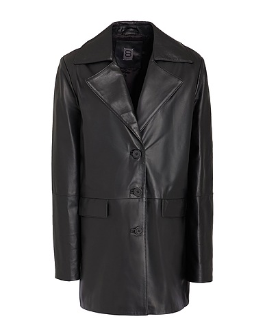 8 by YOOX Full-length jacket LEATHER COAT
 Black 100% Lambskin