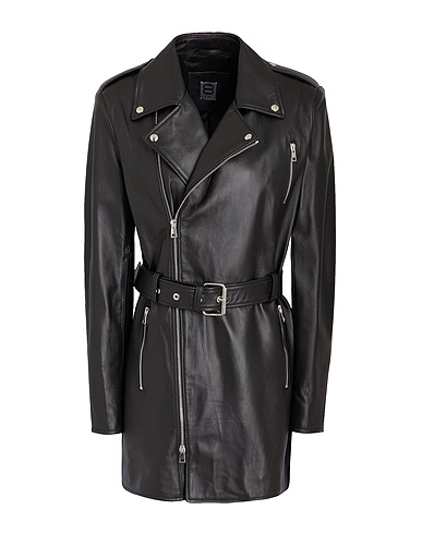 8 by YOOX Full-length jacket LEATHER LONG BIKER JACKET
 Black 100% Lambskin