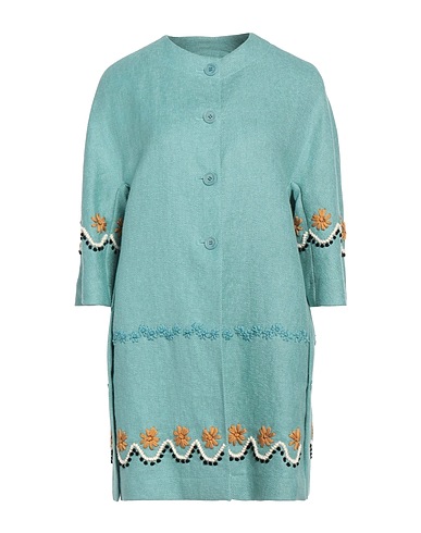 ERMANNO SCERVINO Coat Turquoise 87% Linen, 13% Polyamide, Cotton, Wool