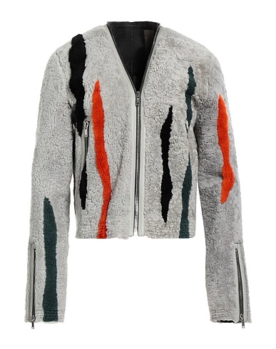 RICK OWENS Teddy Coat Grey 100% Lamb Shearling, Calfskin