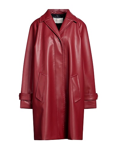 CEDRIC CHARLIER Full-length jacket Brick red 85% Polyethylene, 15% Polyurethane