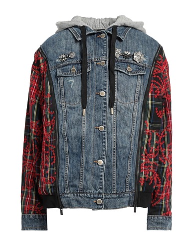DESIGUAL Denim jacket Blue 59% Cotton, 34% Polyester, 6% Viscose, 1% Elastane
