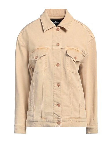 7 FOR ALL MANKIND Denim jacket Beige 99% Cotton, 1% Elastane