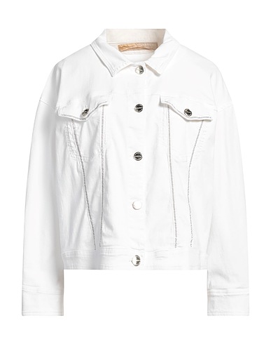 DISMERO Denim jacket White 97% Cotton, 3% Elastane