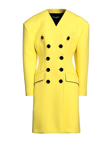 DOLCE&GABBANA Coat Yellow 100% Virgin Wool