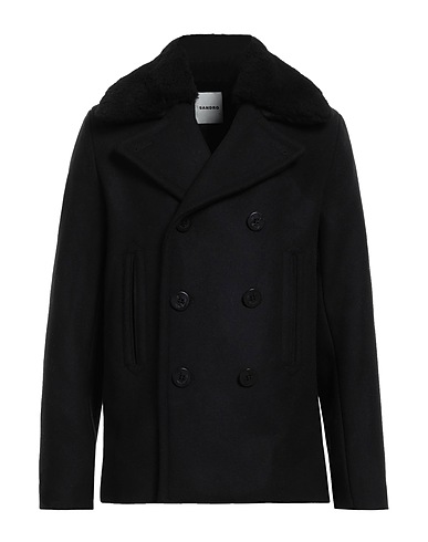 SANDRO Coat Black 74% Wool, 23% Polyamide, 3% Other Fibres, Shearling