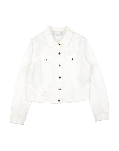ERMANNO SCERVINO JUNIOR Denim jacket White 97% Cotton, 3% Elastane, Polyamide