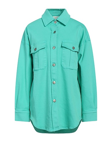P.A.R.O.S.H. Camicia di jeans Verde chiaro 99% Cotone, 1% Elastan