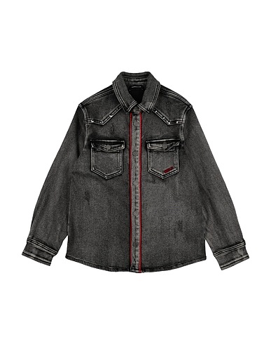 MONNALISA Denim shirt GRIGIO 74% Cotton, 25% Polyester, 1% Elastane