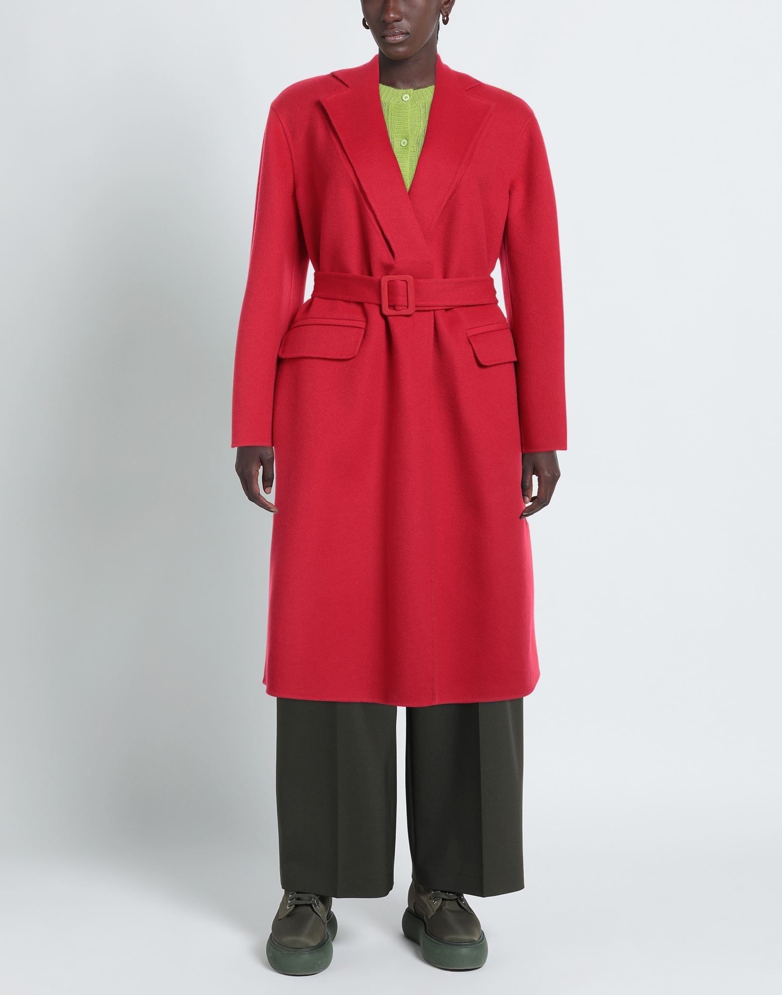 エンポリオアルマーニ ロングコート マキシ丈 アウター 40 L レッド 赤 YOOX Online Fashion Design Shopping