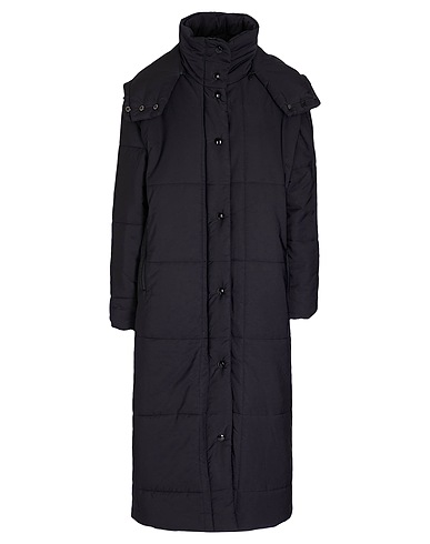 8 by YOOX Shell  jacket RECYCLED POLY HOODED MAXI PUFFER COAT
 Black 100% Recycled polyester