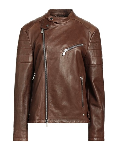 ELEVENTY Biker jacket Brown 100% Sheepskin