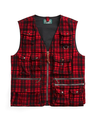 POLO RALPH LAUREN Jacket PLAID WOOL-BLEND UTILITY VEST
 Red 85% Wool, 15% Nylon