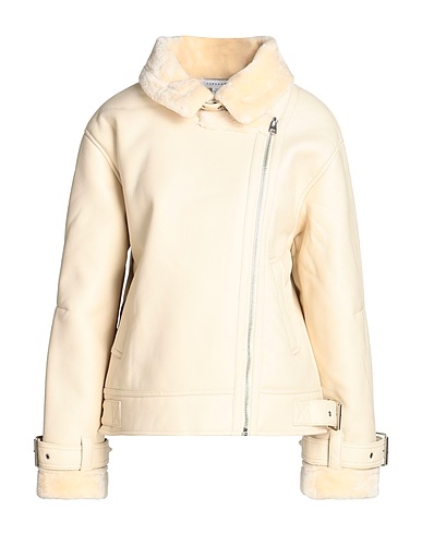 TOPSHOP Bikerjacke Cremeweiß 100% Polyester, Polyurethan Beschichtet