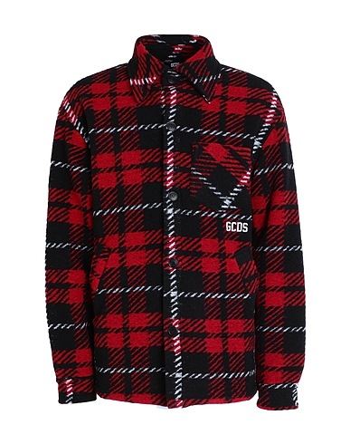 GCDS Checked shirt Red 65% Polyester, 25% Virgin Wool, 10% Acrylic