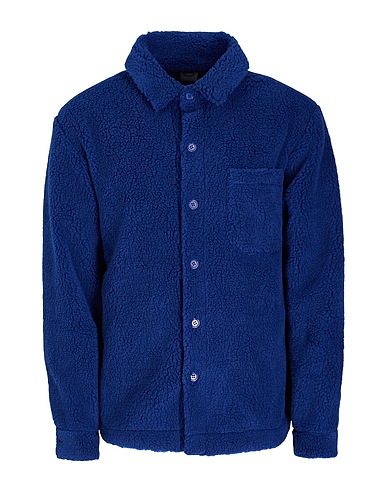 8 by YOOX Camisa lisa TERRY OVER JACKET
 Azul marino 90% Poliéster reciclado, 10% Poliéster