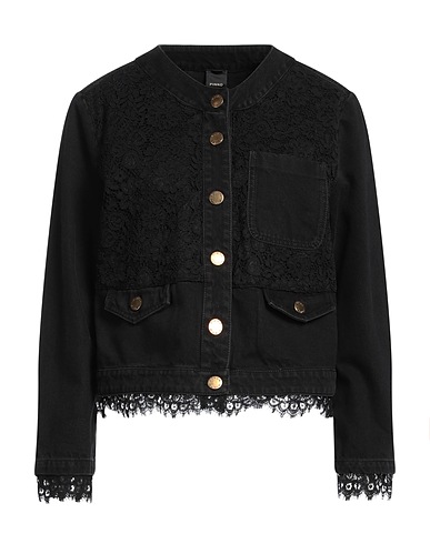 PINKO Denim jacket Black 100% Cotton, Viscose, Polyamide