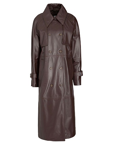 8 by YOOX Бушлаты и двубортные пальто LEATHER OVERSIZE MAXI COAT
 Шоколадный 100% Кожа ягненка