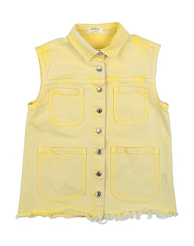 VICOLO Denim jacket Yellow 98% Cotton, 2% Elastane
