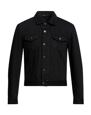 SAINT LAURENT Denim jacket Black 100% Cotton, Calfskin