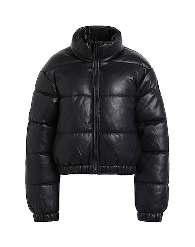 PIECES Shell jacket Black 100% Polyester, Polyurethane coated