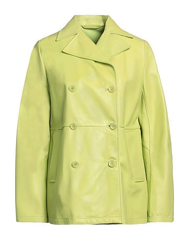 SWORD 6.6.44 Double breasted pea coat Light green 100% Leather